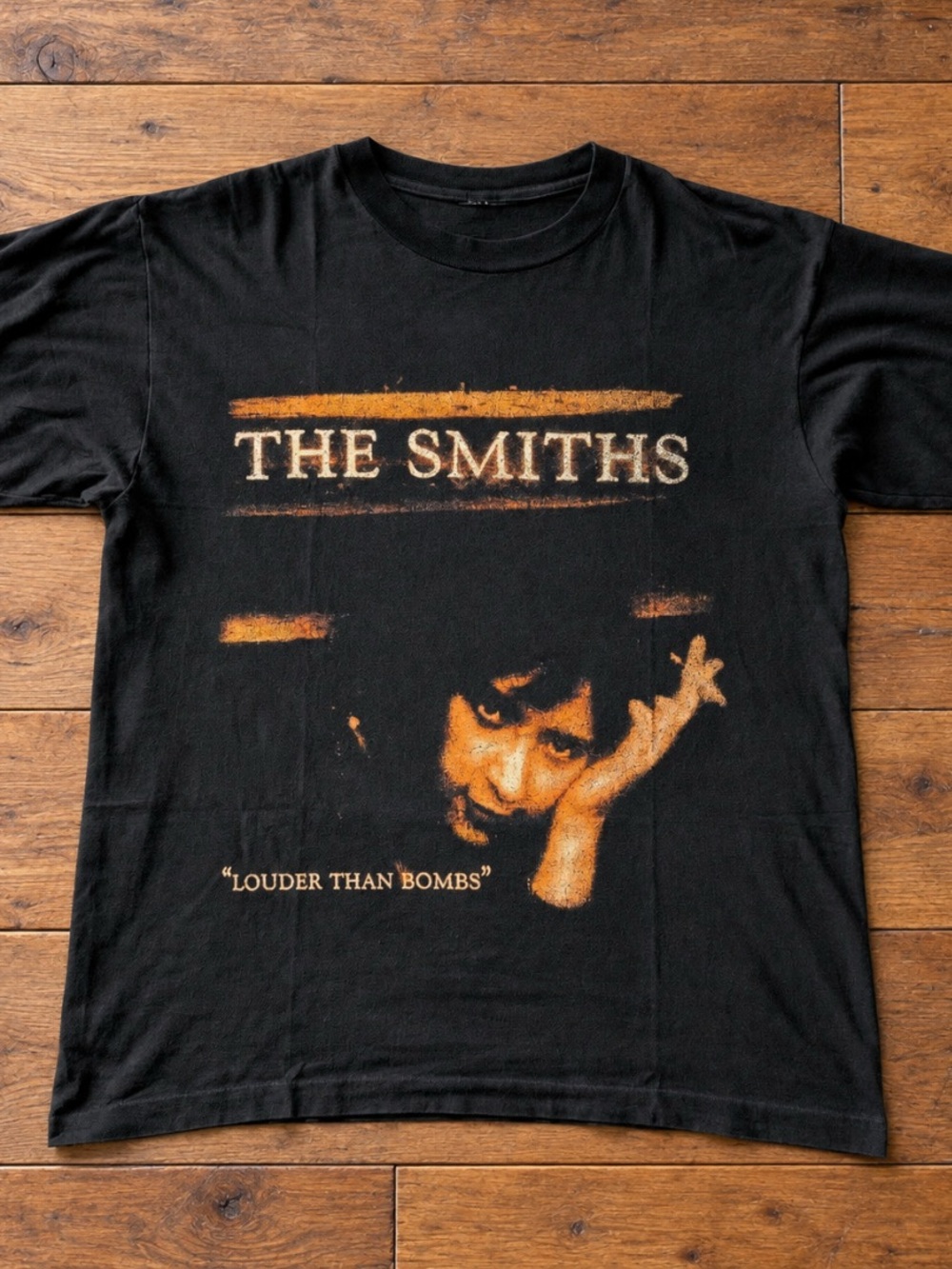 Gildan Black The Smiths "Louder Than Bombs" Graphic Tee with Orange Print